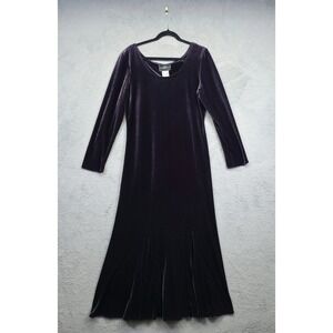 Mollie Malloy Maxi Dress Womens 12 Purple Velvet Slit Whimsigoth‎ Evening Dark
